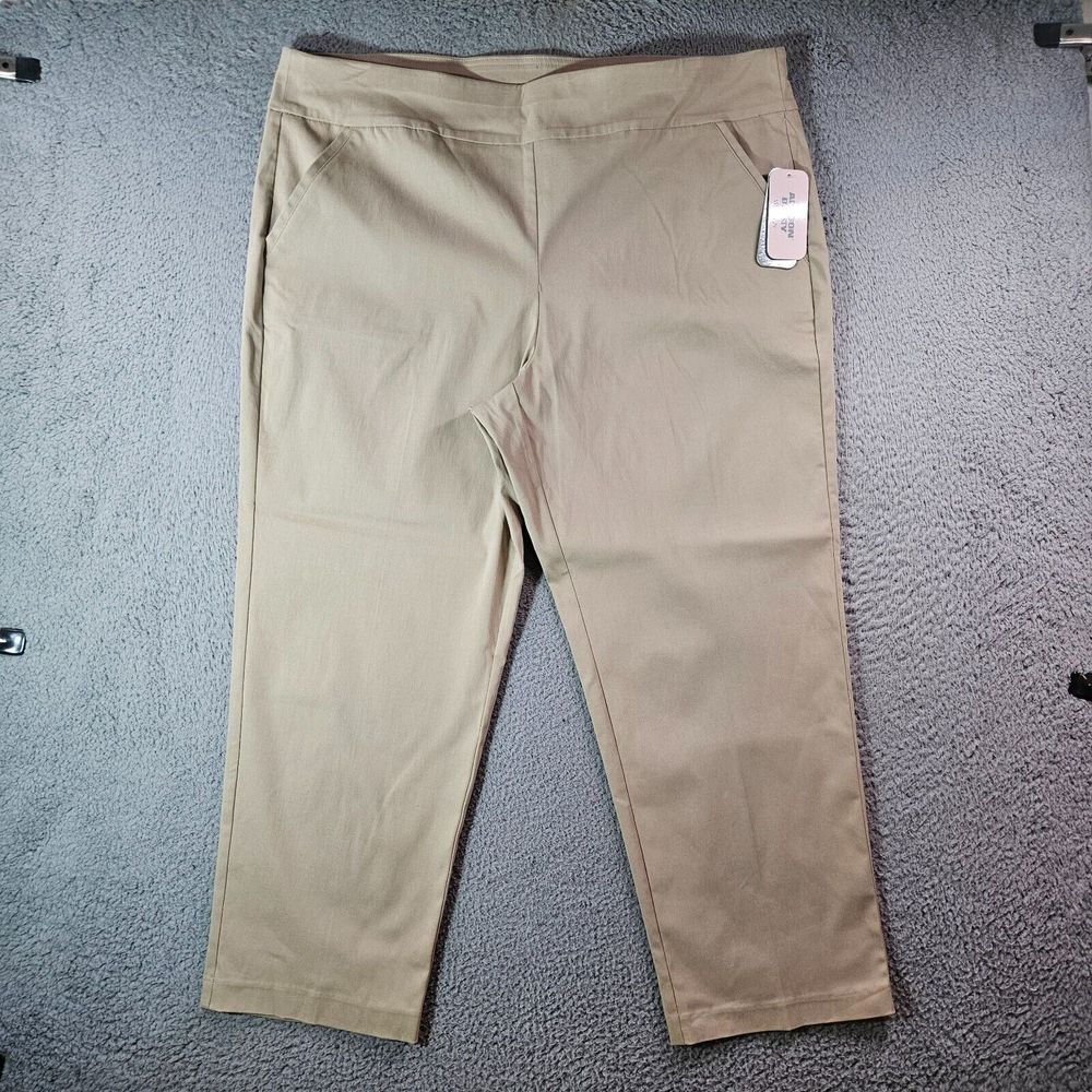 NWT Allison Daley 24 WS Pull On Cropped Pants Women Khaki Stretch NEW